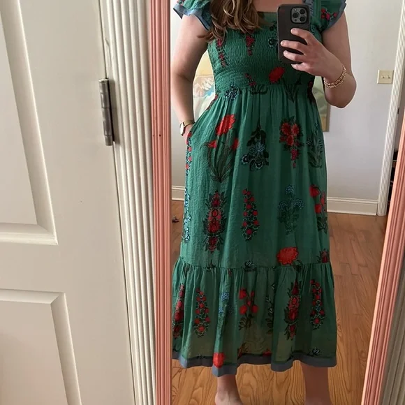 THML Magdalena Green Floral Print Midi Dress small - Picture 7 of 16